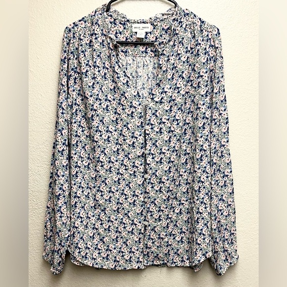 HOLLY WHYTE BY LINDEX FLORAL BLOUSE LONG SLEEVE EURO SIZE 44 US Size Large EUC - Picture 1 of 3